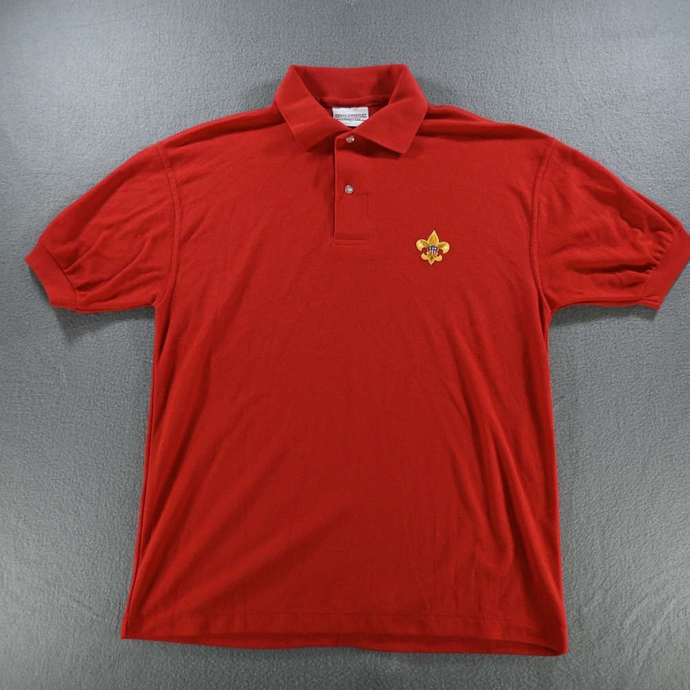 Great American Mens Boy Scouts of America Logo Polo Shirt Medium Red Vintage
